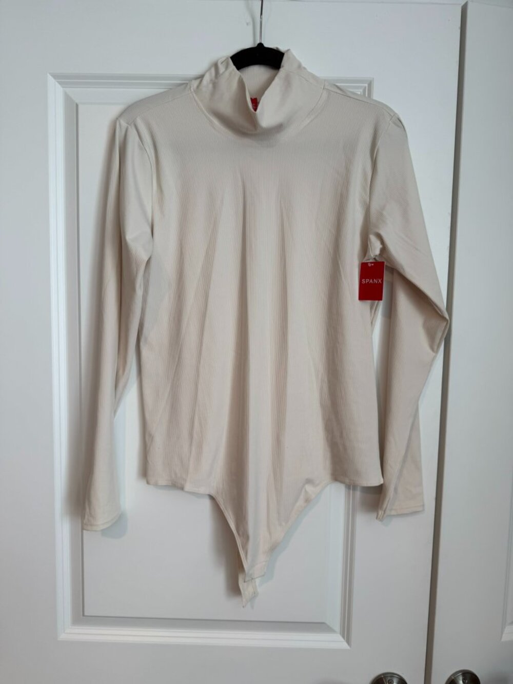 NWT SPANX Suit Yourself Ribbed Turtleneck Bodysuit Parchment 1X Long Sleeve